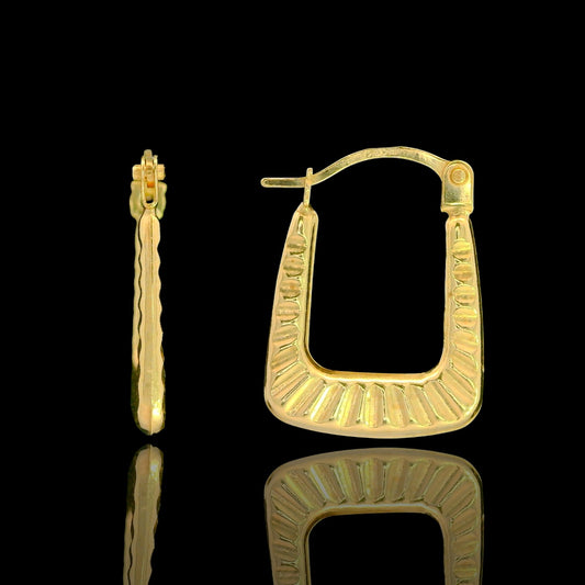 14K Yellow Gold Stampado Square Mini Hoop Earrings - 15mm