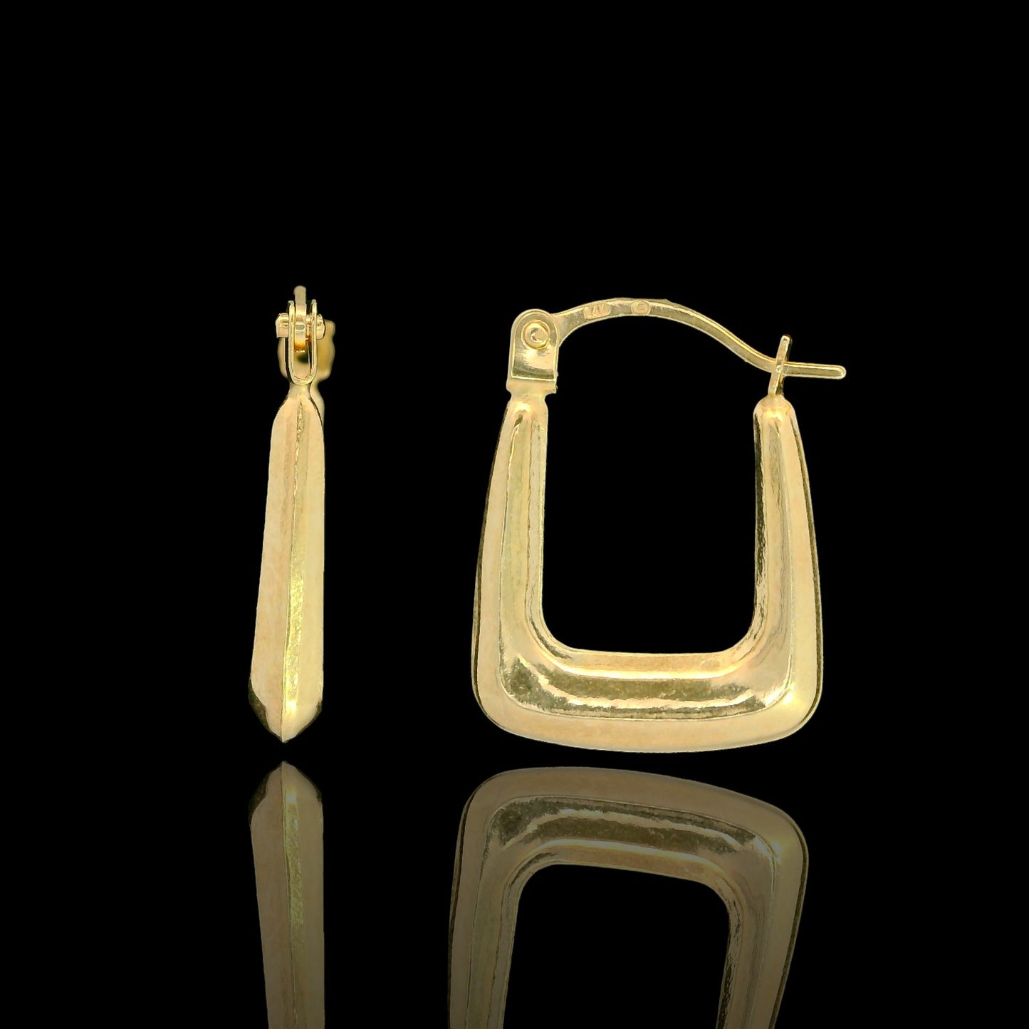 14K Yellow Gold Square Mini Hoop Earrings - 15mm