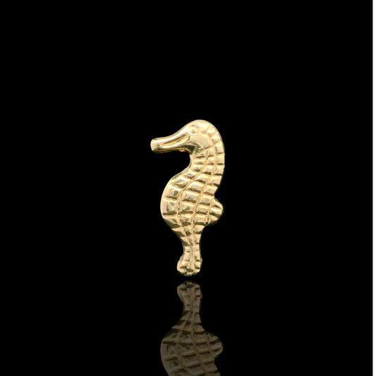 14K Gold Seahorse Stud Earrings - 10mm