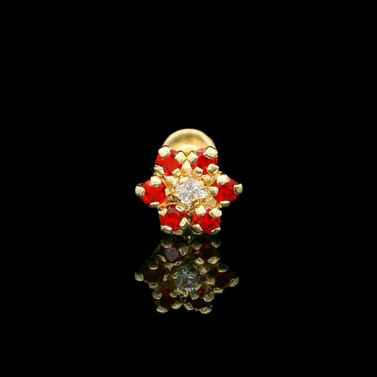 14K Gold 5mm Flower CZ Stud Earrings – 3 Color Options