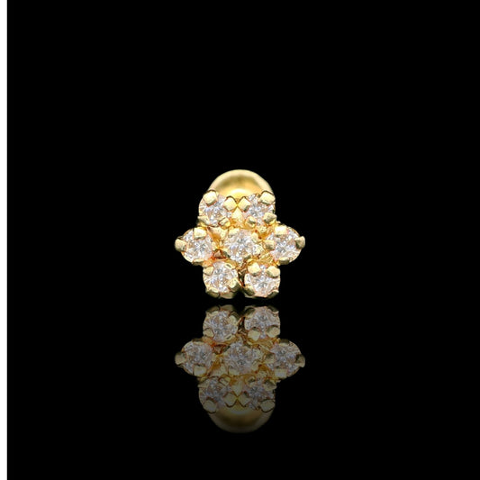 14K Gold 5mm Flower CZ Stud Earrings – 3 Color Options