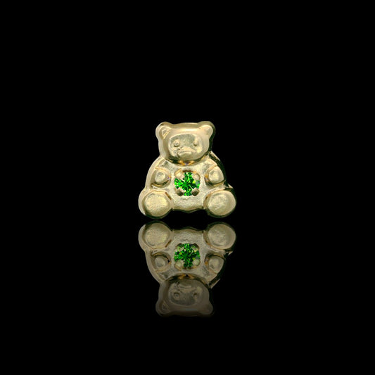 14K Gold 8mm Teddy Bear CZ Stud Earrings