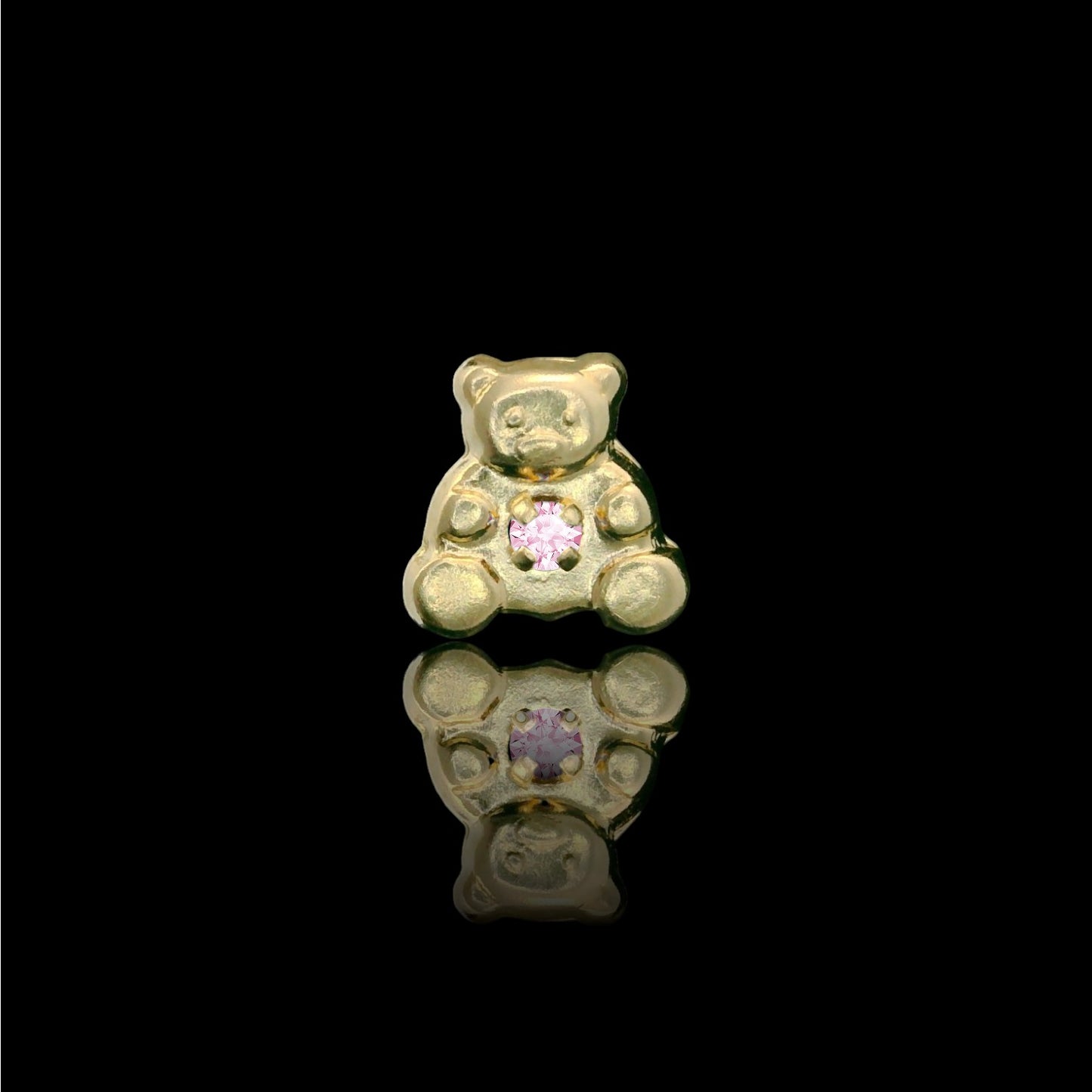 14K Gold 8mm Teddy Bear CZ Stud Earrings