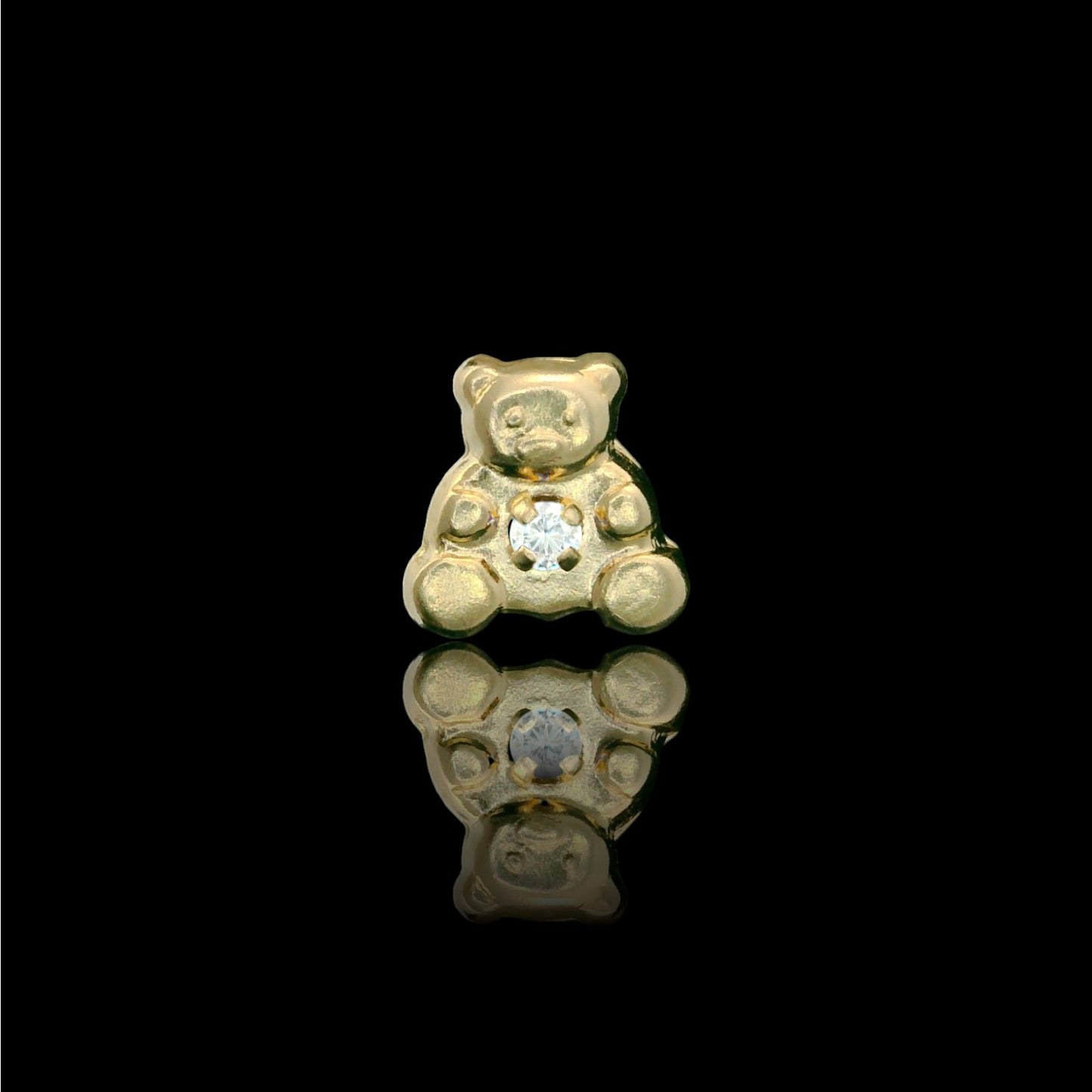 14K Gold 8mm Teddy Bear CZ Stud Earrings