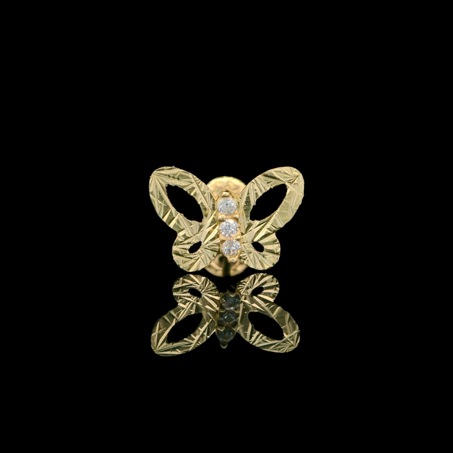 14K Italian Yellow Gold Diamond-Cut Butterfly Earrings - 5mm