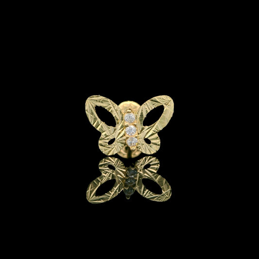 14K Italian Yellow Gold Diamond-Cut Butterfly Earrings - 5mm