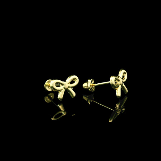 14K Solid Gold Bow Stud Earrings