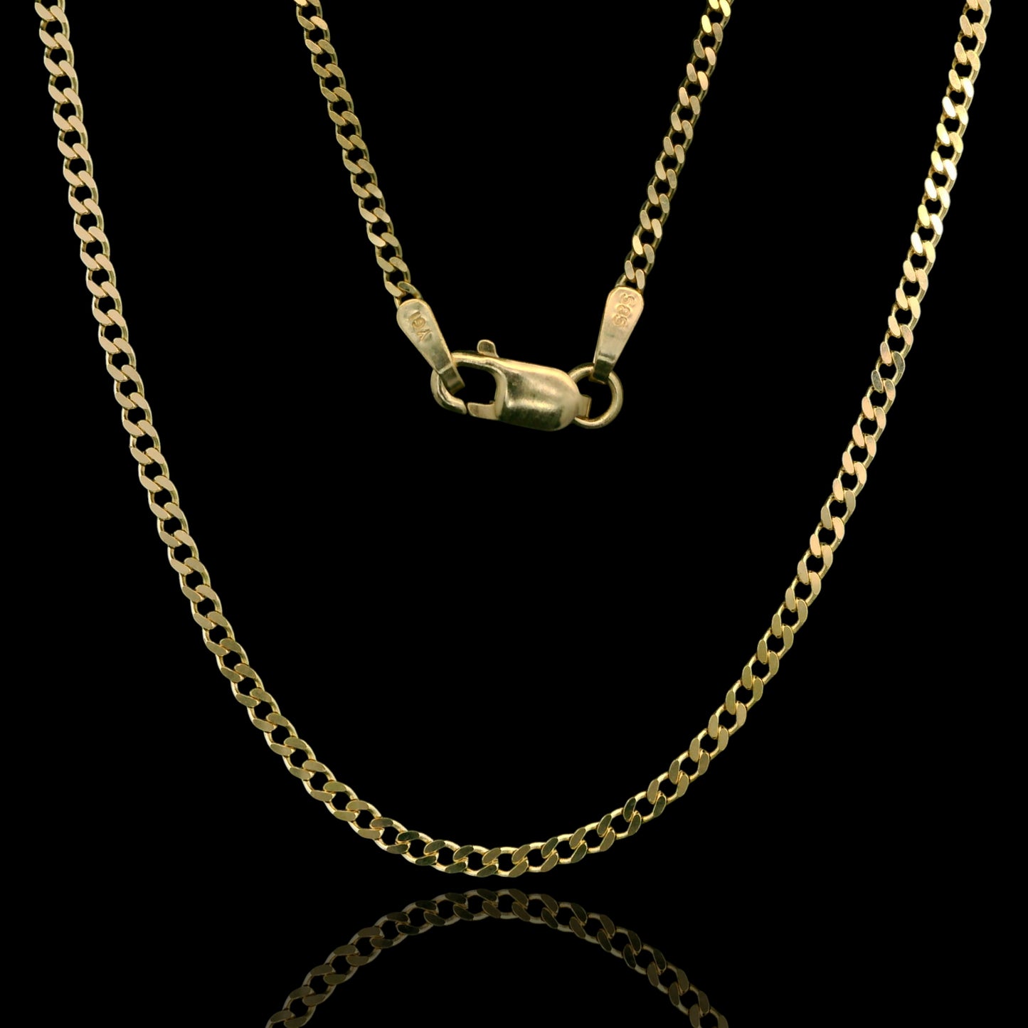 14K Solid Gold mini Cuban Chain with Lobster Clasp 1.7mm