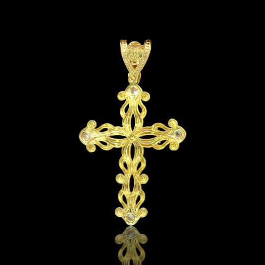 Baroque 14K Tri-Color Gold Crucifix Pendant