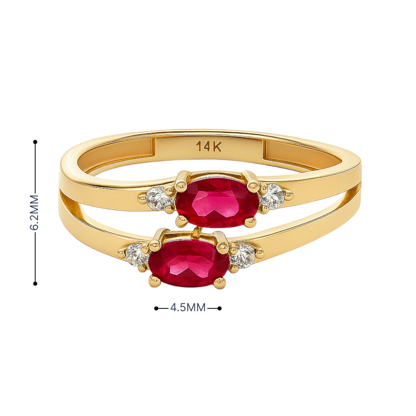 14K Gold Double Band Oval CZ Accent Ring