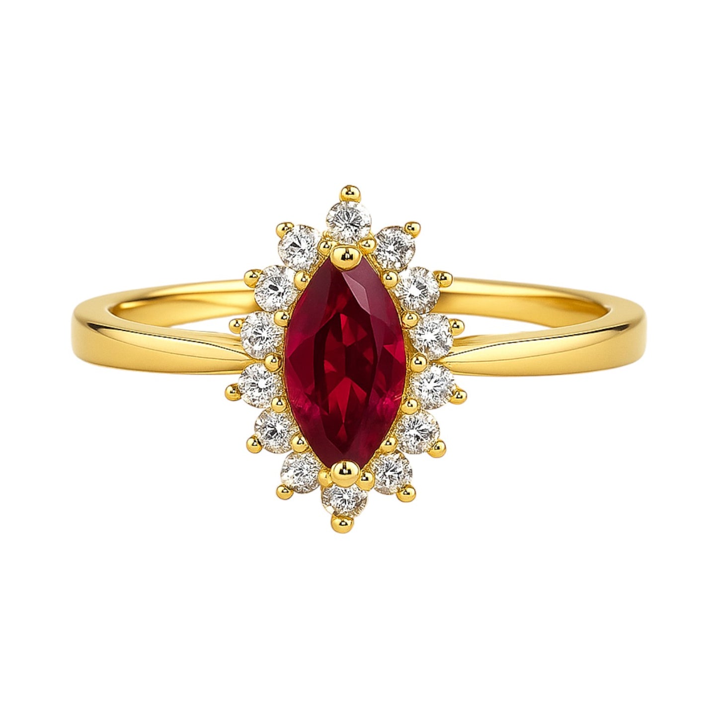 14k Gold Marquise Halo CZ Ring