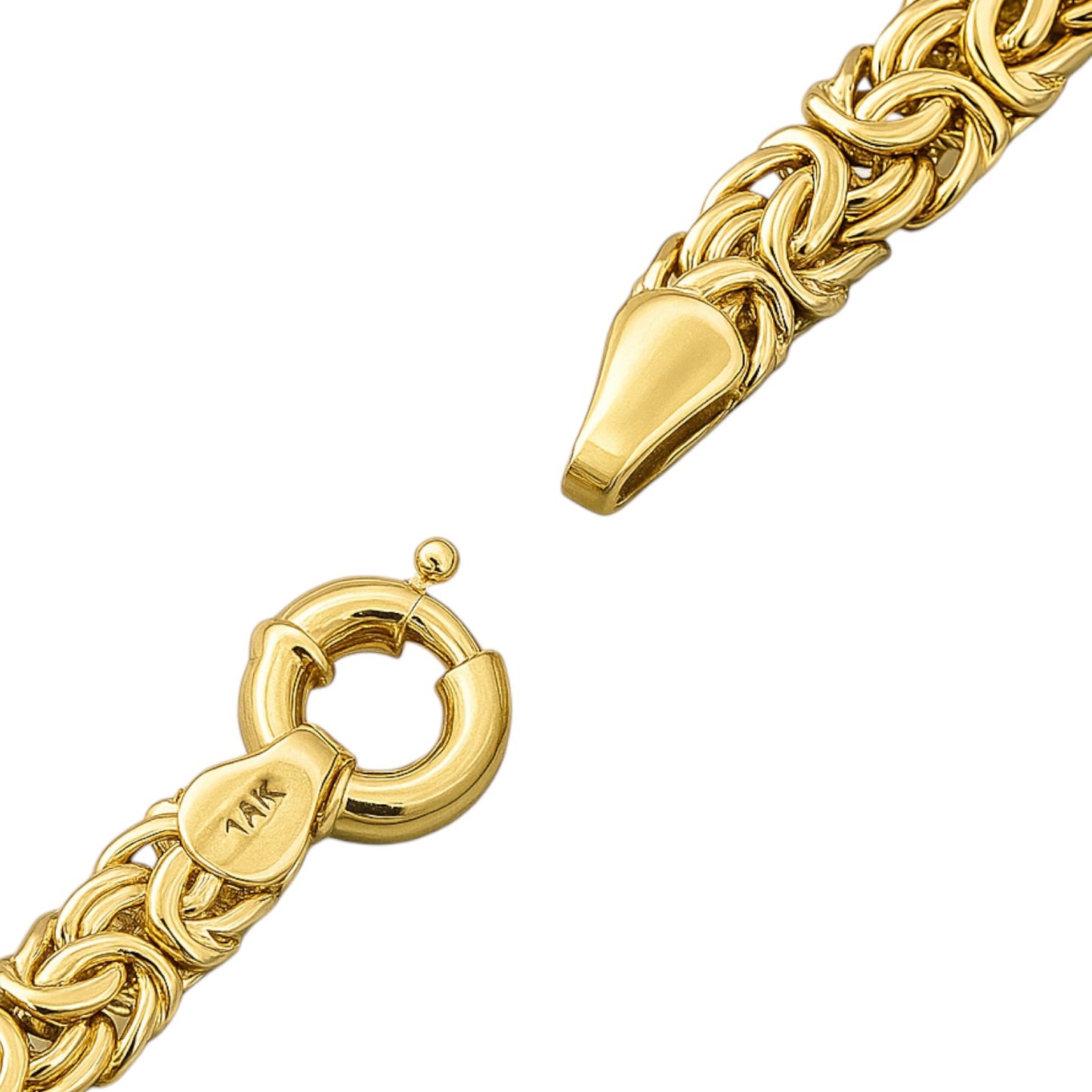 14K Gold 9MM Byzantine Bracelet - 7" Inches