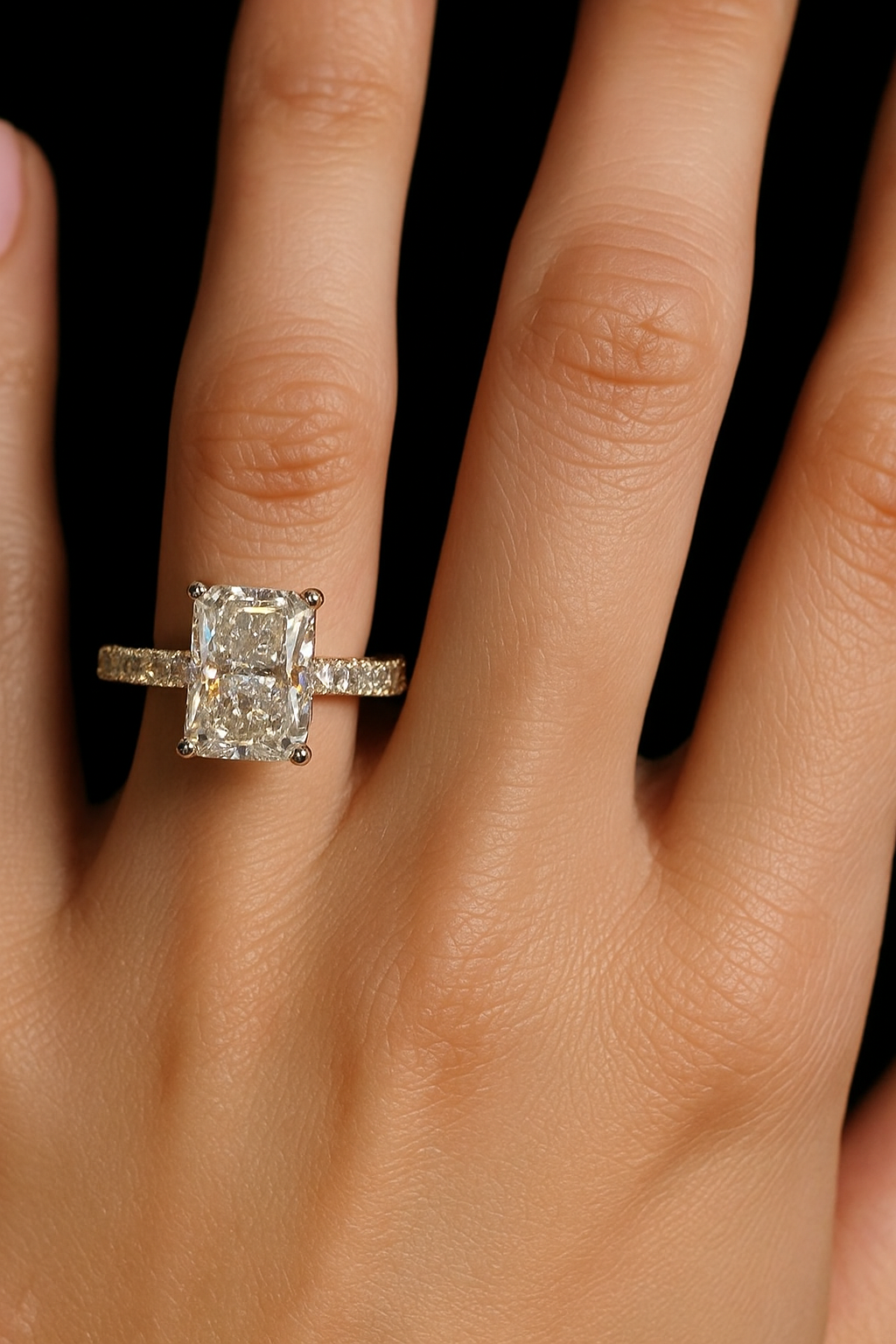 EGL Certified 4.0 CTW Radiant Diamond Ring in 14K Gold