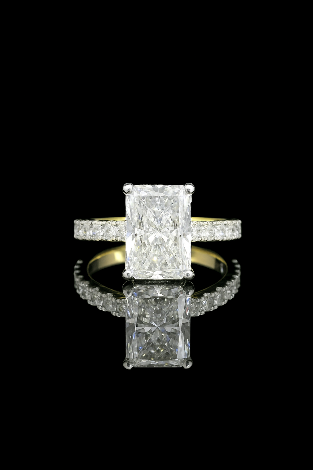 EGL Certified 4.0 CTW Radiant Diamond Ring in 14K Gold