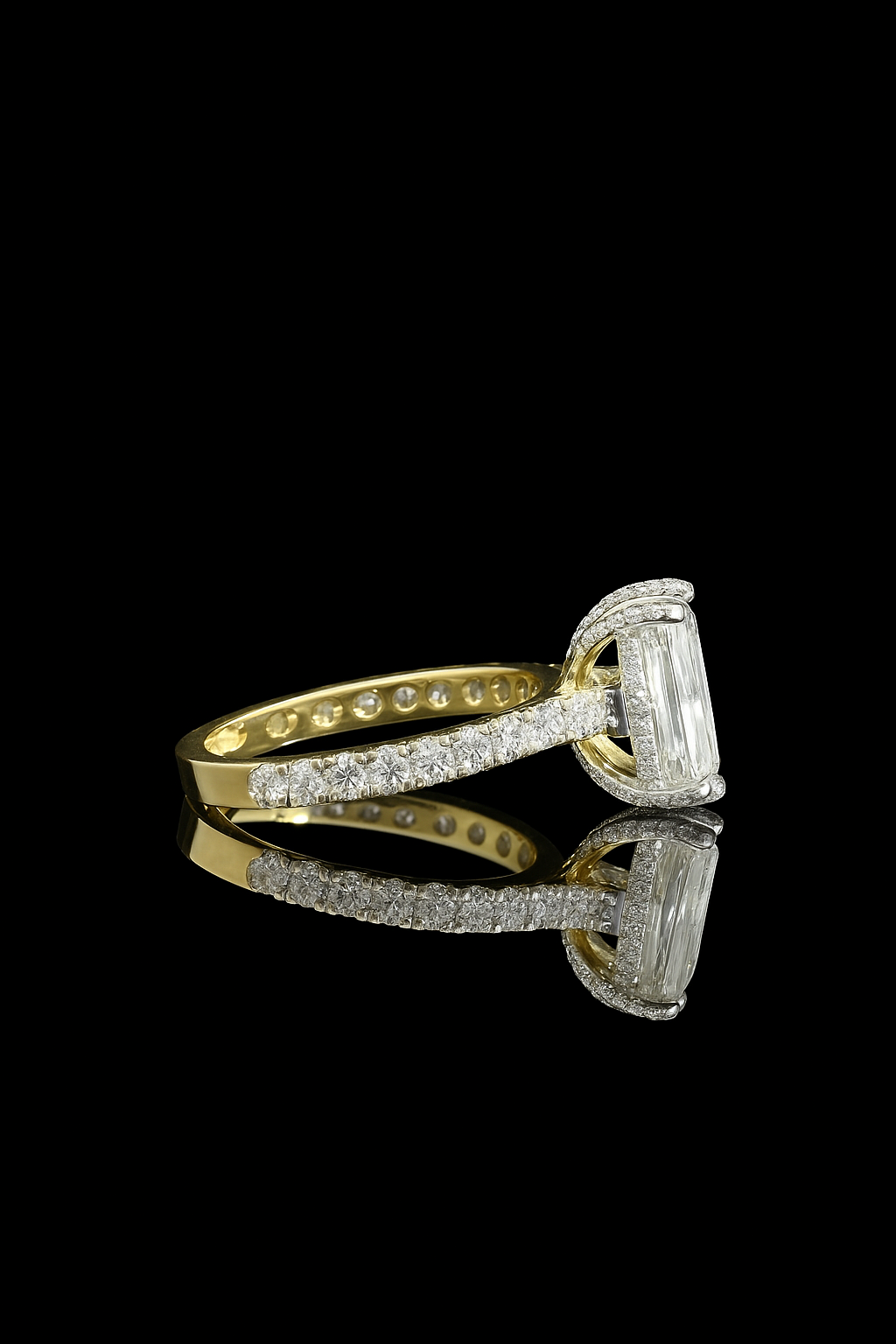 EGL Certified 4.0 CTW Radiant Diamond Ring in 14K Gold