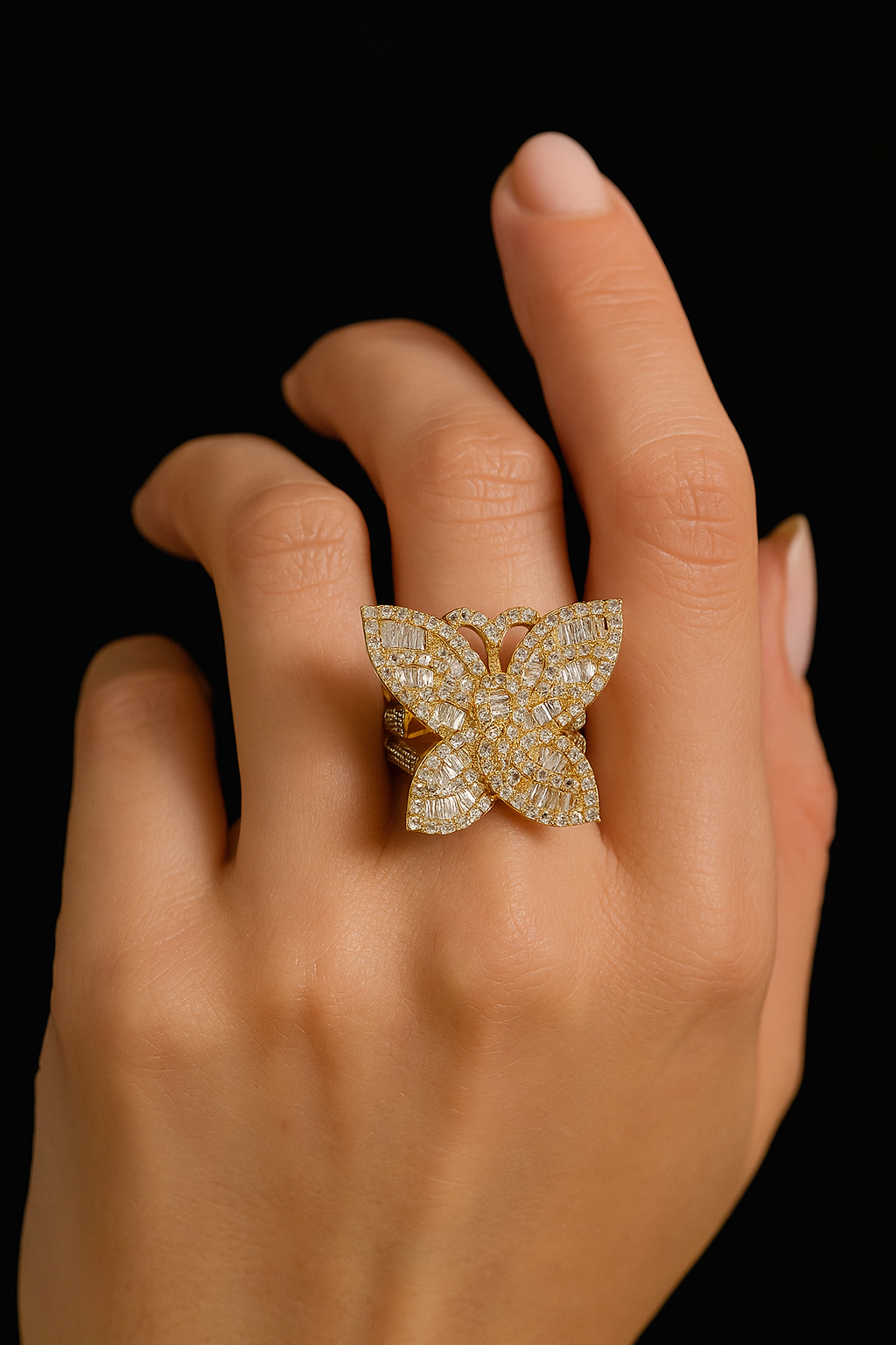 Butterfly Diamond Yellow Gold Ring