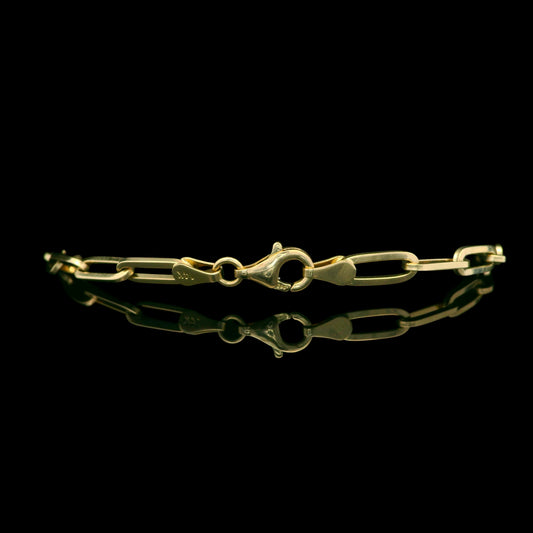 14K Gold Paperclip ID Bracelet “15” & Two-Tone Butterfly Plate - 3mm - 7''