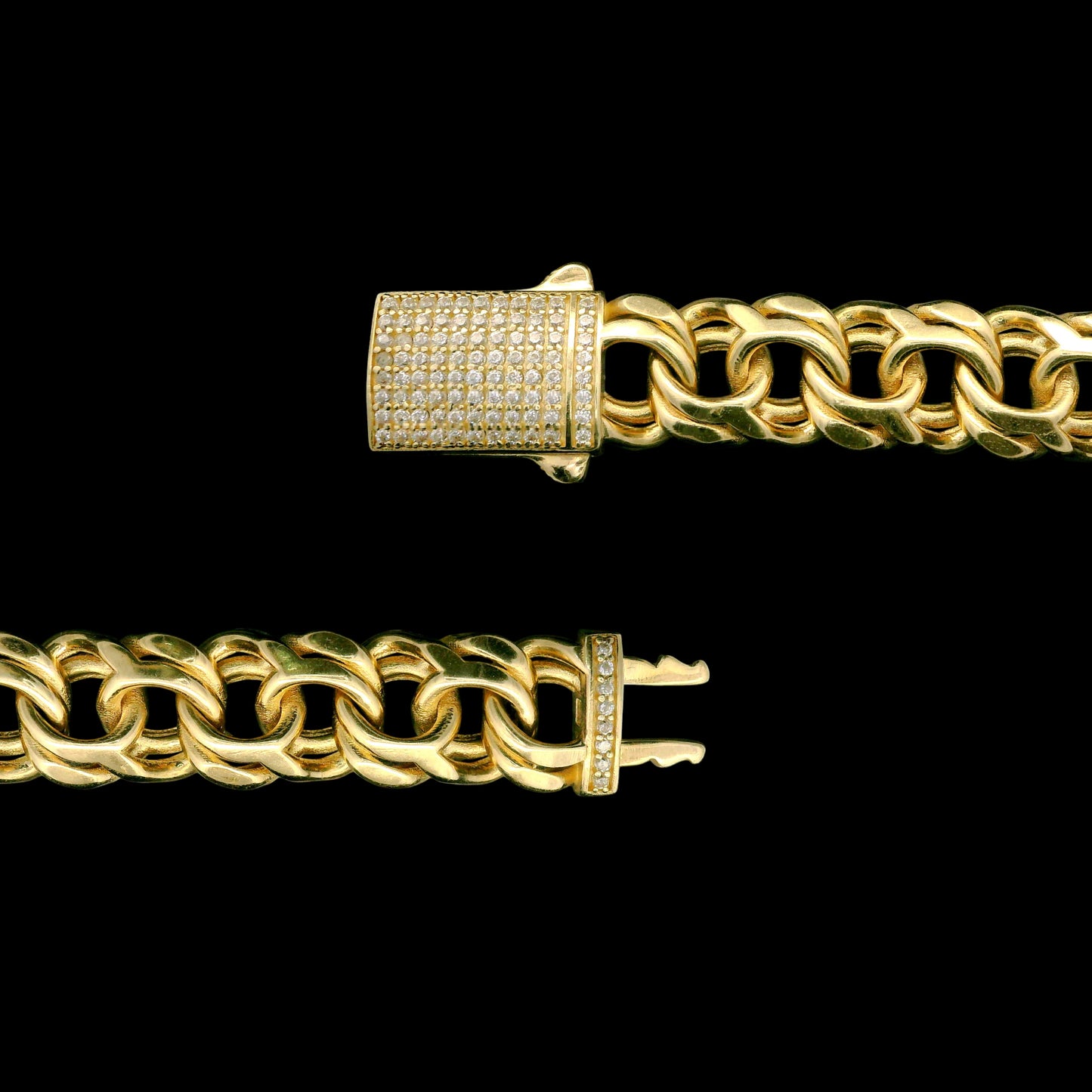 14K Chino Link Bracelet with Pavé Lock - 10mm