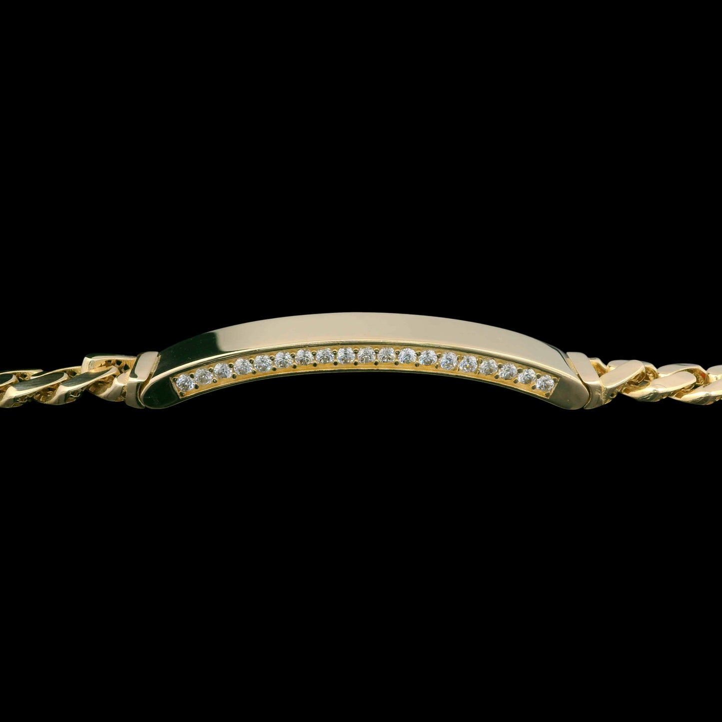 14K Lite Cuban ID Bracelet with CZ Accents