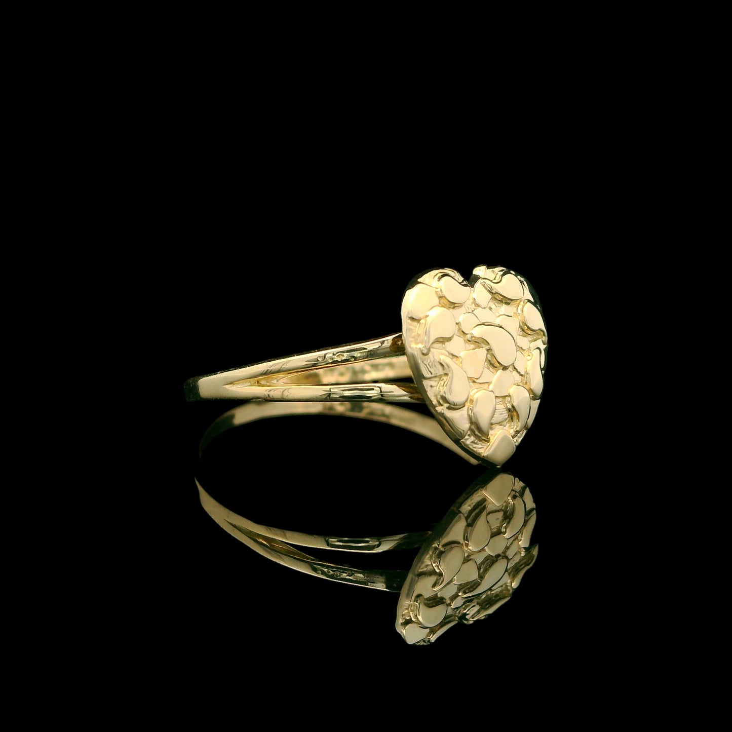14K Gold Nugget-Style Heart Ring (10mm / 12mm)
