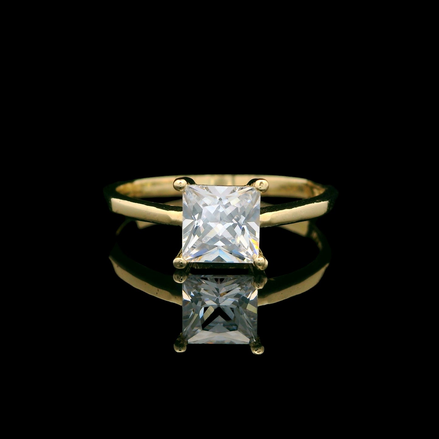 14K Gold CZ Solitaire Ring – 5 Stone Cuts (Round, Oval, Heart, Princess & Pear)