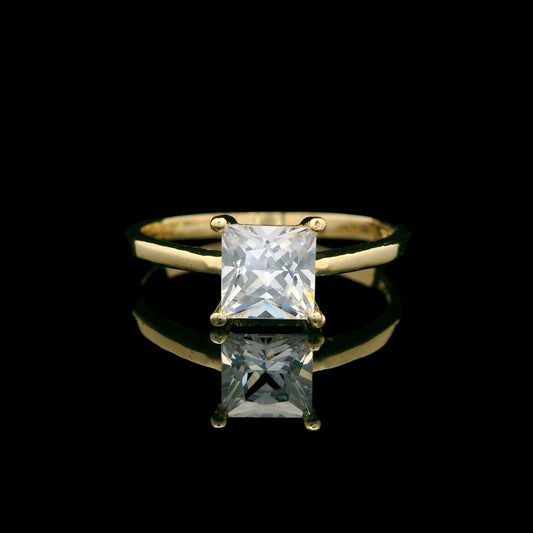 14K Gold CZ Solitaire Ring – 5 Stone Cuts (Round, Oval, Heart, Princess & Pear)