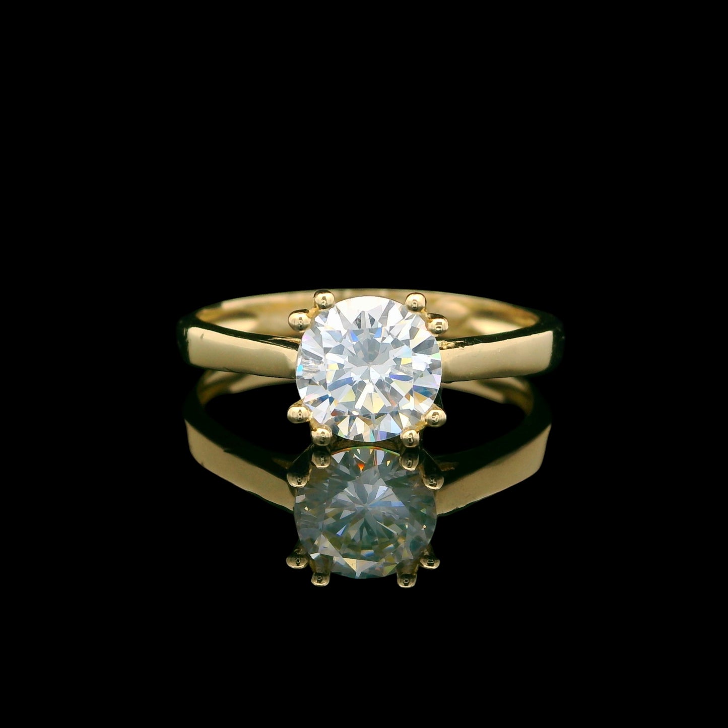 14K Gold CZ Solitaire Ring – 5 Stone Cuts (Round, Oval, Heart, Princess & Pear)