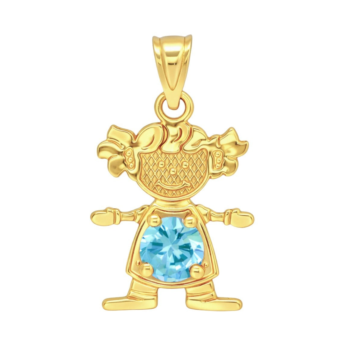 14K Gold Birthstone Boy & Girl Charm Pendants – 17mm CZ Stones by Month