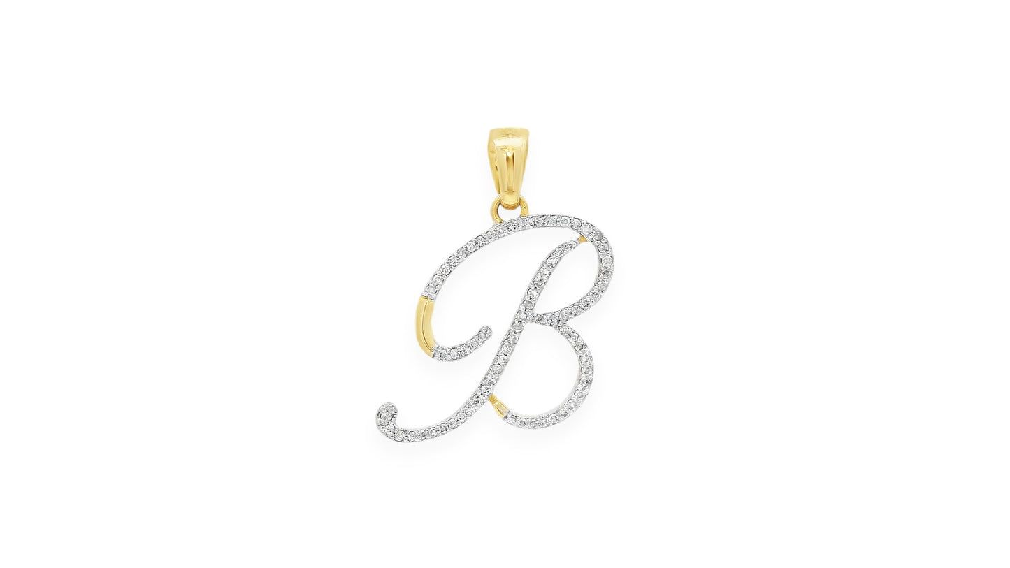 Diamond Script Initial Pendant