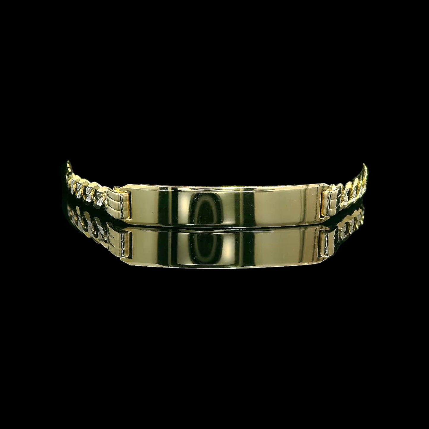 14K Gold Kids ID Cuban Two Tone Bracelet – 28mm Name Plate