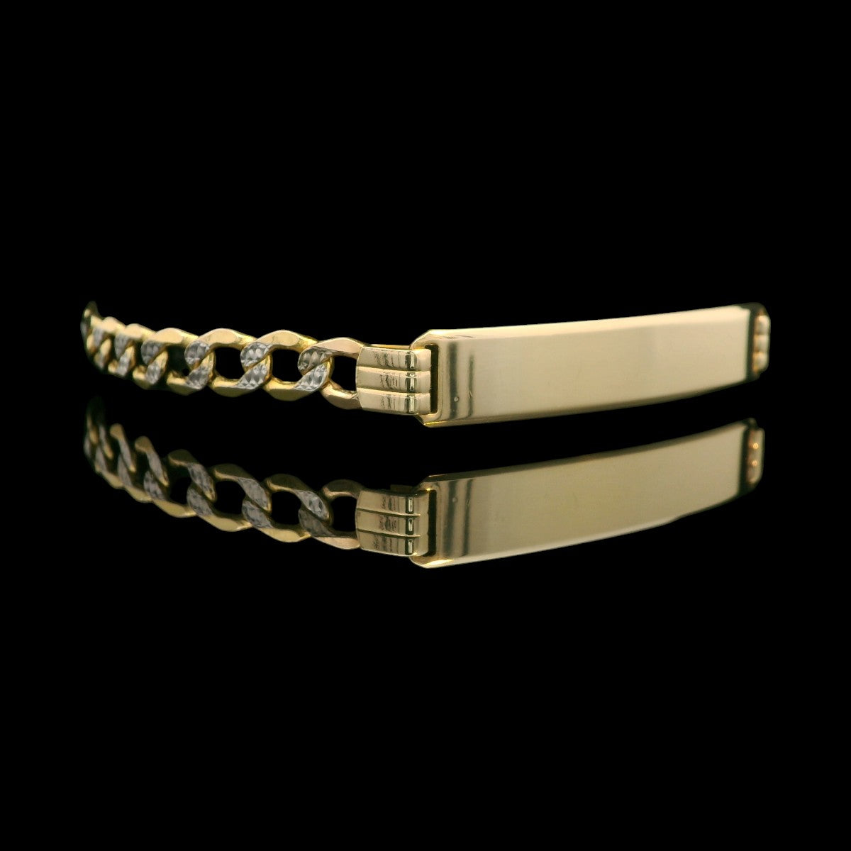 Pulsera de identificación cubana hueca con corte de diamante de 14 quilates (7" 5 mm)