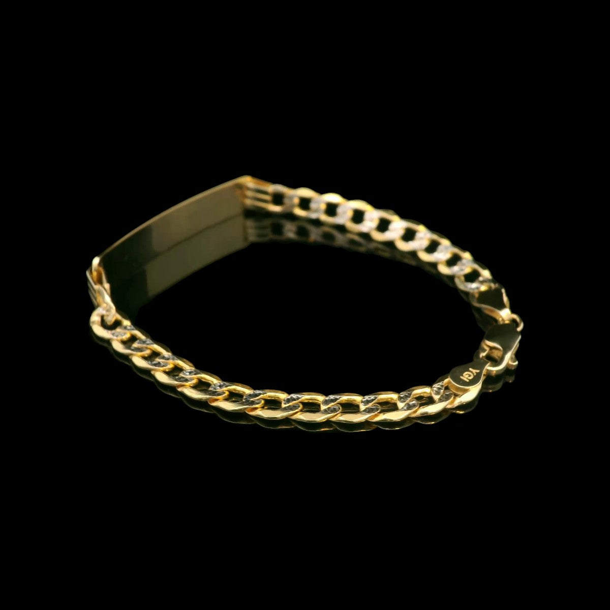 Pulsera de identificación cubana hueca con corte de diamante de 14 quilates (7" 5 mm)