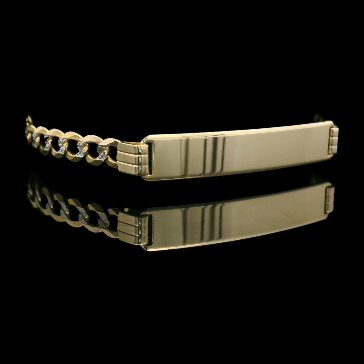 Pulsera de identificación cubana con corte de diamante macizo de 14 quilates (7" 5 mm)