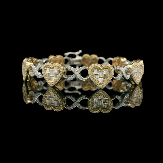 14K Two-Tone Diamond Heart & Infinity Bracelet 3.18 CTW – 7"