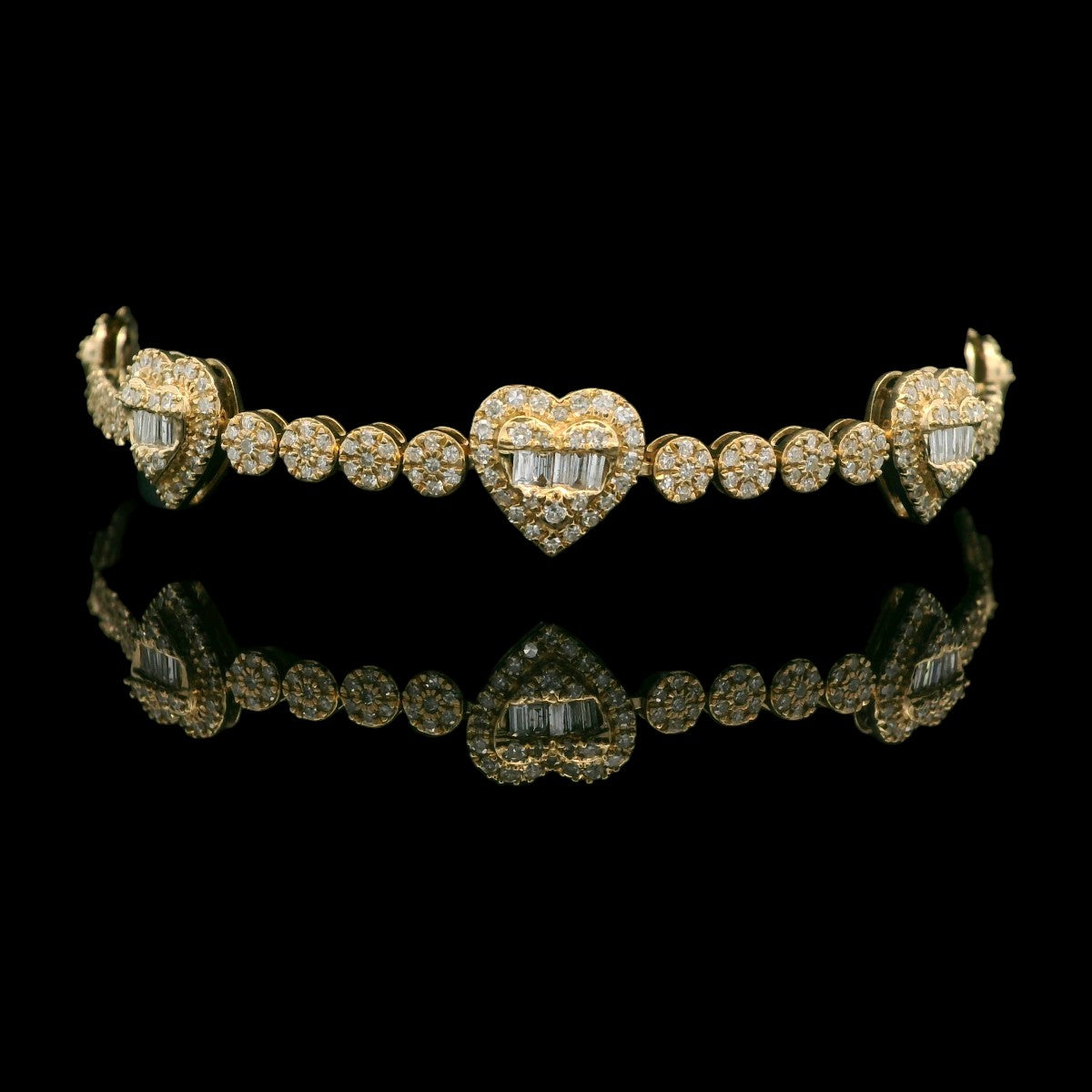 14K Diamond Heart & Circle Bracelet 2.23 CTW – 7"