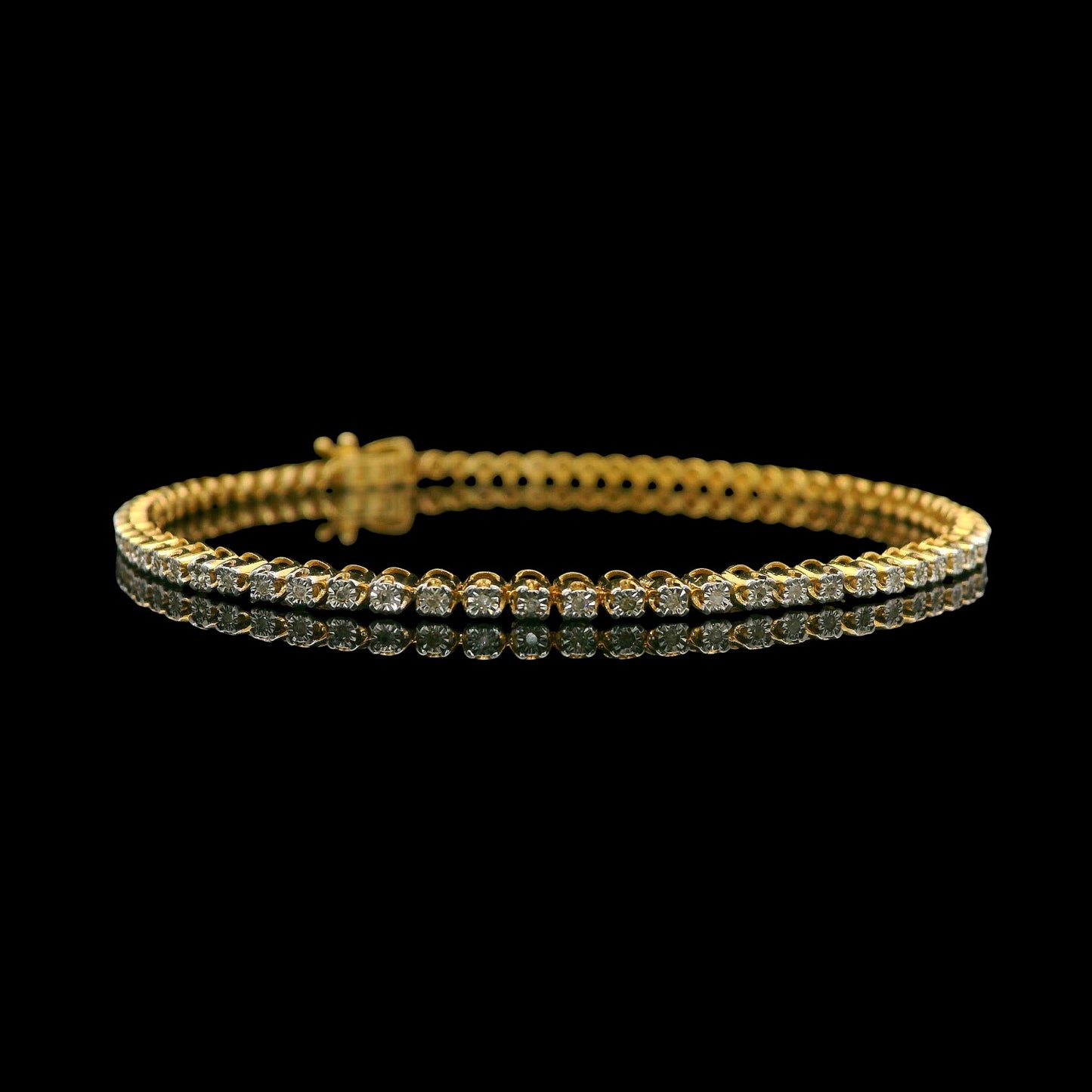 Brazalete flexible de oro de 14 quilates con diamantes de 2 mm y 1,50 TCW