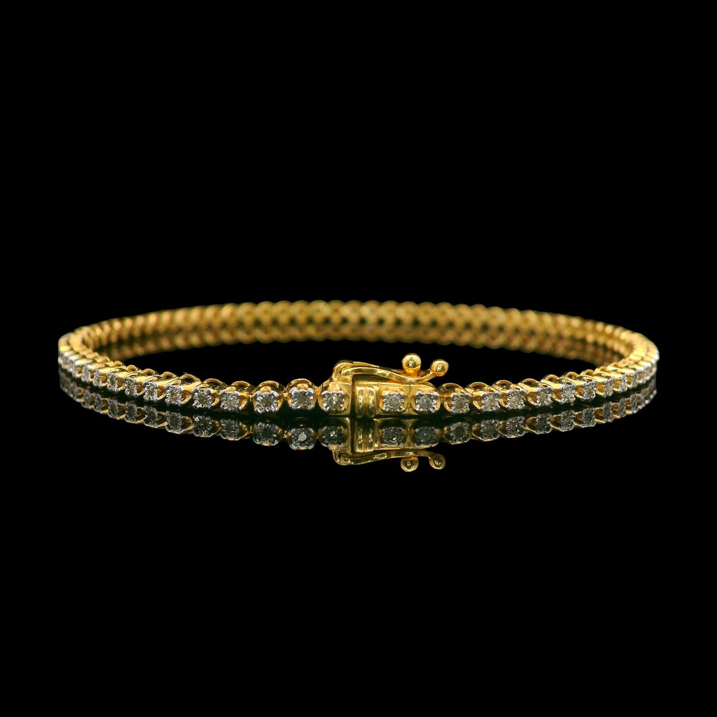 Brazalete flexible de oro de 14 quilates con diamantes de 2 mm y 1,50 TCW