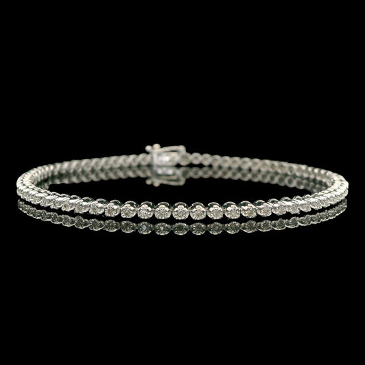 10K 0.60 CT 7" Slim Diamond Tennis Bracelet – Yellow or White Gold