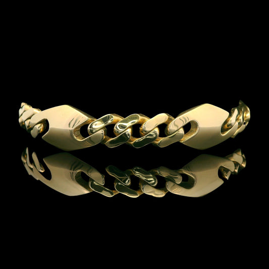 14K Yellow Gold 8" Genuine Monaco Lux Bracelet with Baguette CZ Lock 9.5mm