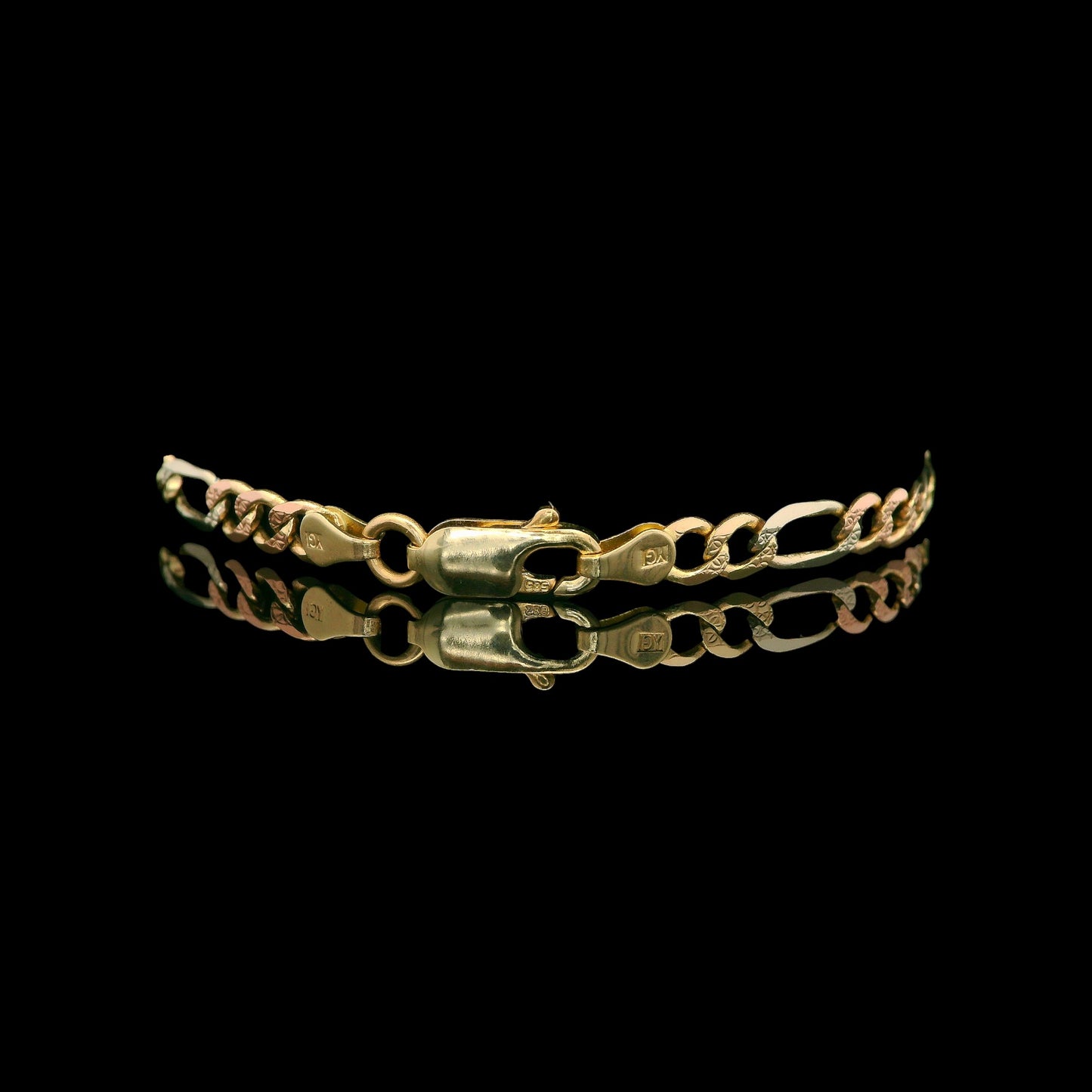 Pulsera de identificación cubana con corte de diamante macizo de 14 quilates (7" 5 mm)