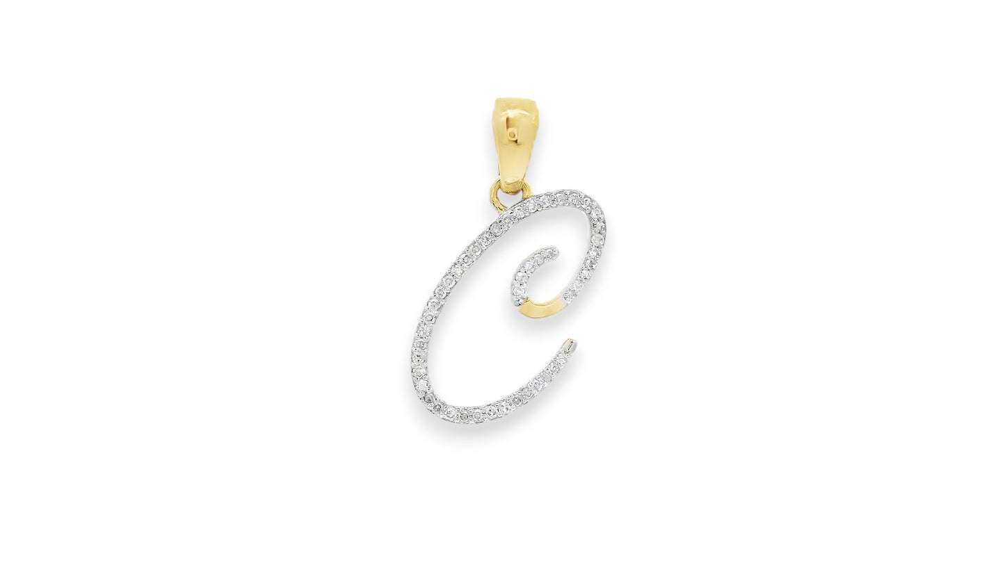 Diamond Script Initial Pendant