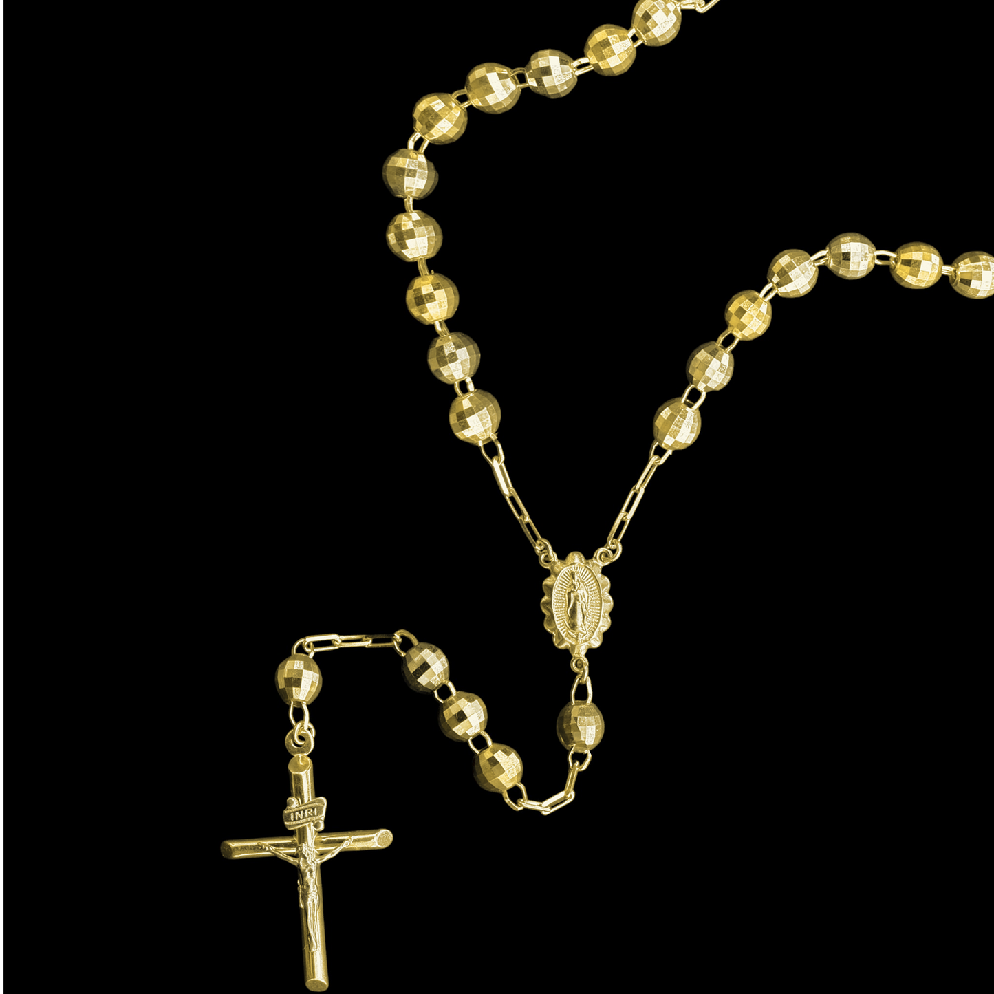 14K Italian Gold Rosary Necklace – Single Tone & Tri-Color Beads