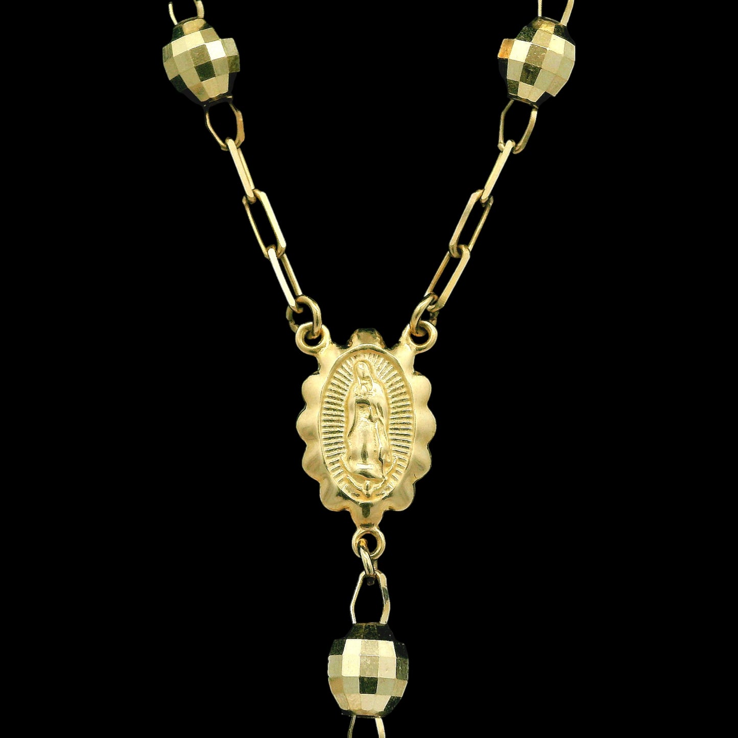 14K Italian Gold Rosary Necklace – Single Tone & Tri-Color Beads