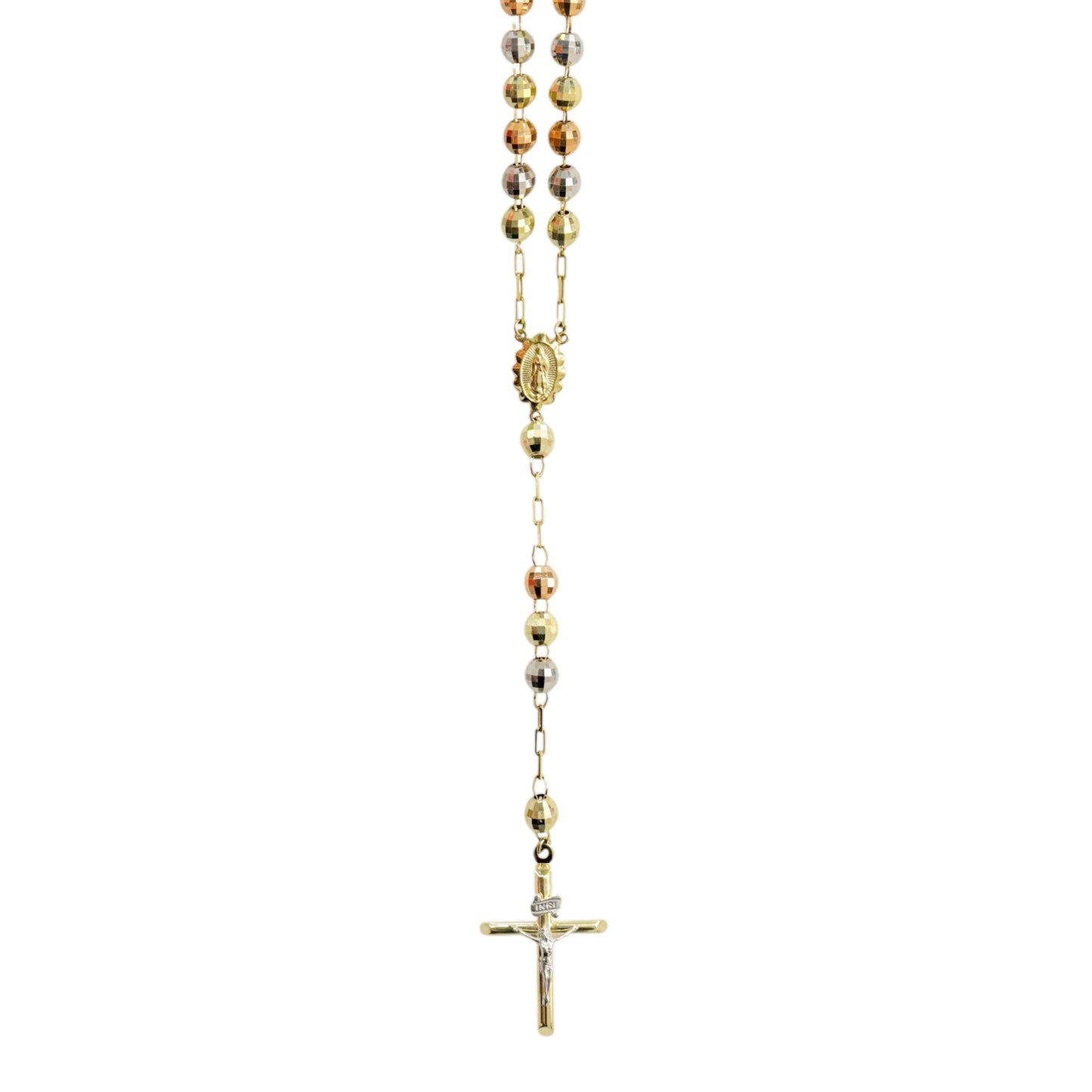 14K Italian Gold Rosary Necklace – Single Tone & Tri-Color Beads