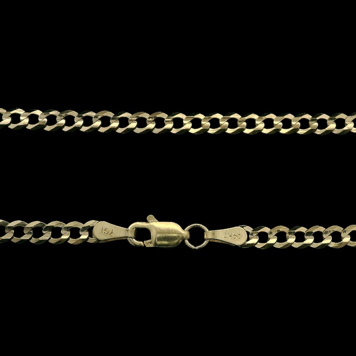 14K Solid Italian Gold Cuban Curb Chain (2mm-7mm) (18"-24")
