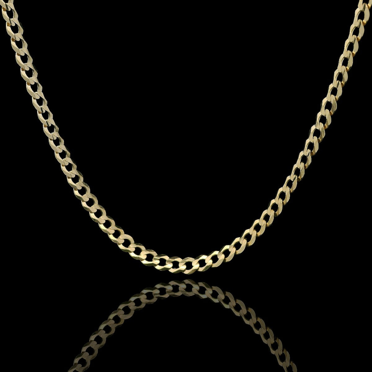 14K Solid Italian Gold Cuban Curb Chain (2mm-7mm) (18"-24")