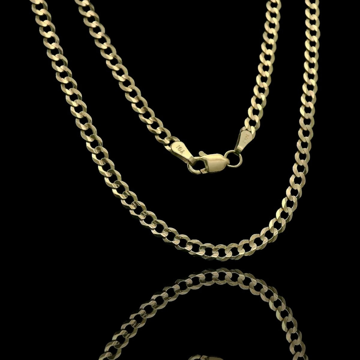 14K Solid Italian Gold Cuban Curb Chain (2mm-7mm) (18"-24")