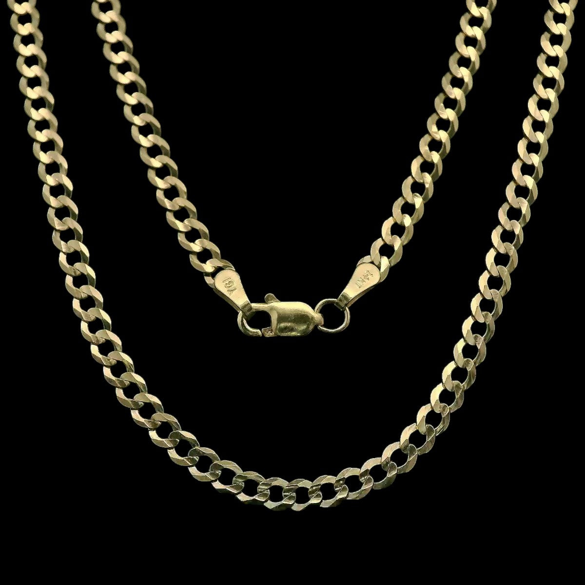 14K Solid Italian Gold Cuban Curb Chain (2mm-7mm) (18"-24")