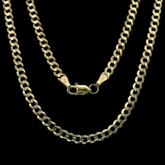 14K Solid Italian Gold Cuban Curb Chain (2mm-7mm) (18"-24")