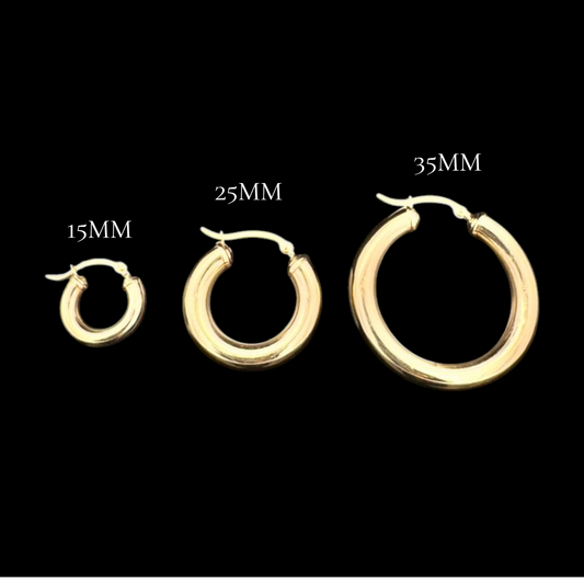 14K Solid Yellow Gold Classic Fancy Italian Hoops (All Sizes Available)